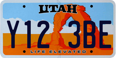 UT license plate Y123BE