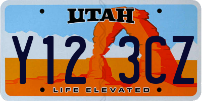 UT license plate Y123CZ