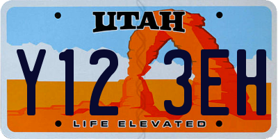 UT license plate Y123EH