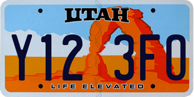 UT license plate Y123FO