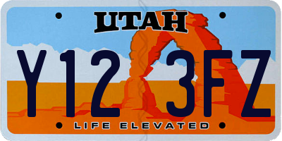 UT license plate Y123FZ