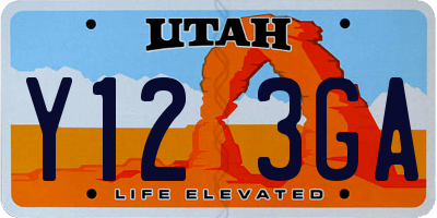 UT license plate Y123GA