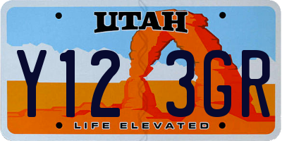 UT license plate Y123GR
