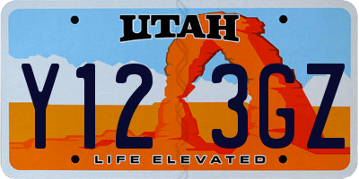 UT license plate Y123GZ