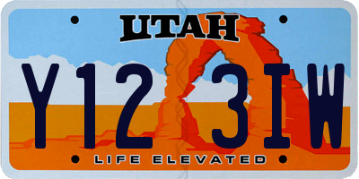 UT license plate Y123IW