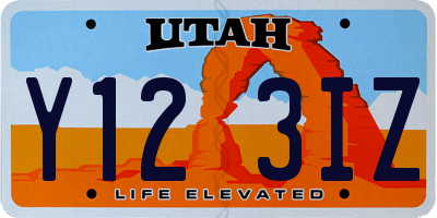 UT license plate Y123IZ