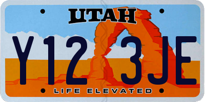 UT license plate Y123JE