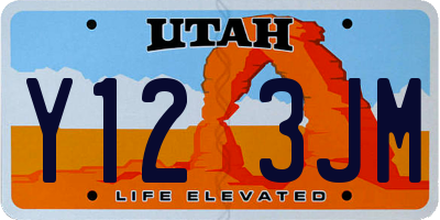 UT license plate Y123JM
