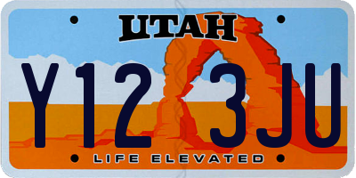 UT license plate Y123JU