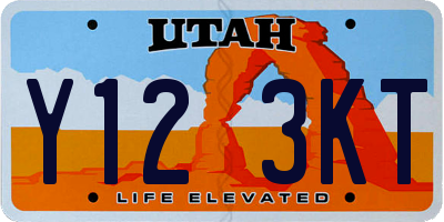 UT license plate Y123KT