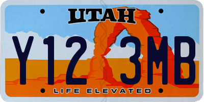UT license plate Y123MB