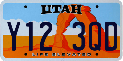 UT license plate Y123QD