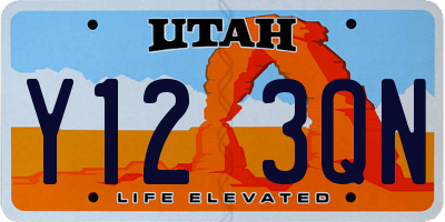 UT license plate Y123QN