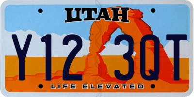 UT license plate Y123QT