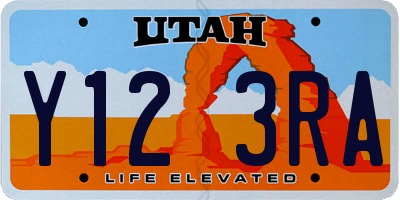 UT license plate Y123RA