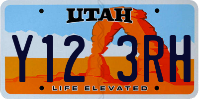 UT license plate Y123RH