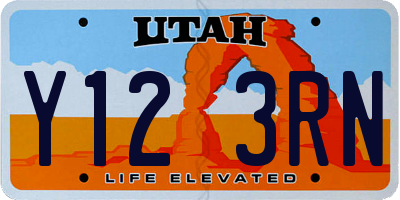 UT license plate Y123RN