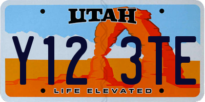 UT license plate Y123TE