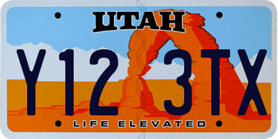 UT license plate Y123TX