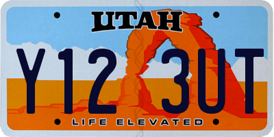 UT license plate Y123UT