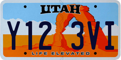 UT license plate Y123VI
