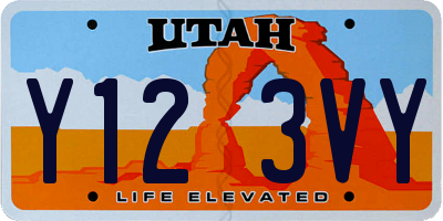 UT license plate Y123VY