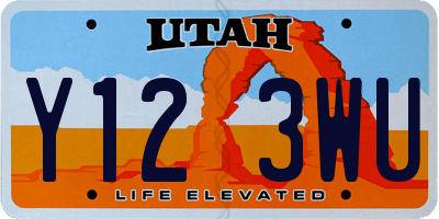 UT license plate Y123WU