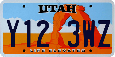 UT license plate Y123WZ