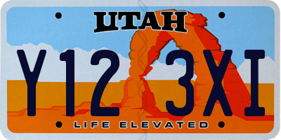 UT license plate Y123XI