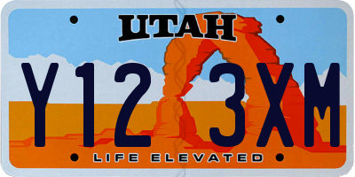 UT license plate Y123XM