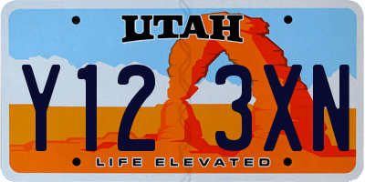 UT license plate Y123XN