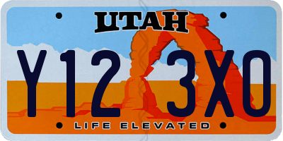 UT license plate Y123XO