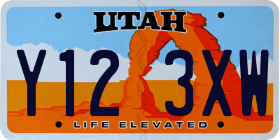 UT license plate Y123XW