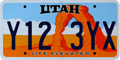 UT license plate Y123YX