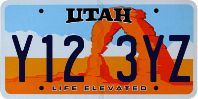 UT license plate Y123YZ