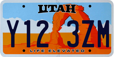 UT license plate Y123ZM