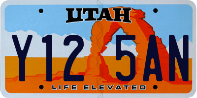 UT license plate Y125AN