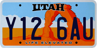 UT license plate Y126AU