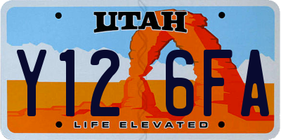 UT license plate Y126FA
