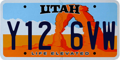 UT license plate Y126VW