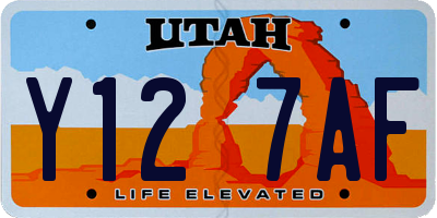 UT license plate Y127AF