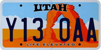 UT license plate Y130AA