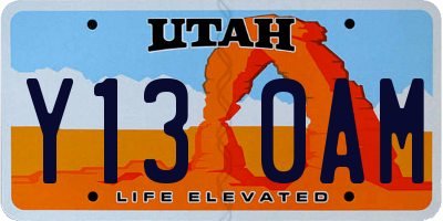UT license plate Y130AM