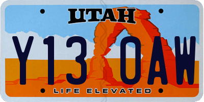 UT license plate Y130AW