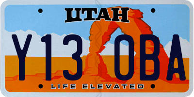 UT license plate Y130BA