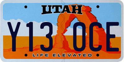 UT license plate Y130CE