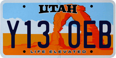 UT license plate Y130EB