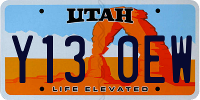 UT license plate Y130EW