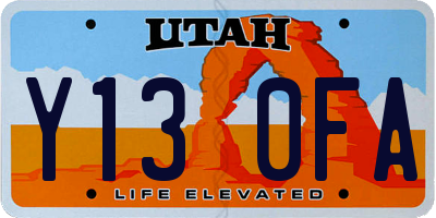 UT license plate Y130FA