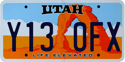UT license plate Y130FX